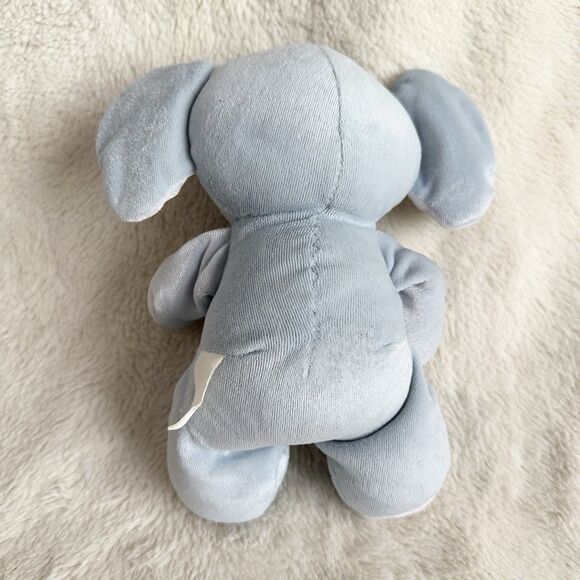 Vintage Animal Fair Blue Elephant Rattle Baby Lovey Plush Toy with Bib 9" - Picture 3 of 6